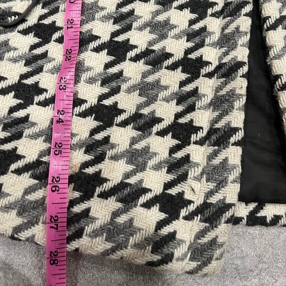 [M]Soia & Kyo Black and White Wool Blend Houndstooth Pea Coat - Picture 6 of 10